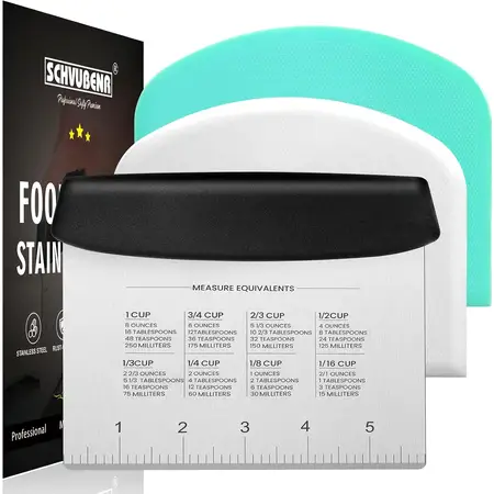 SCHVUBENR Dough Scraper Set with 2 Flexible Bowl Scrapers